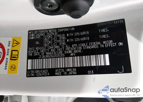 2016 Lexus Nx 300H z USA, uszkodzony, nr VIN JTJBJRBZ6G2035305